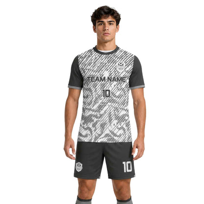 Conjunto de fútbol sublimado personalizado con camiseta y short deportivo