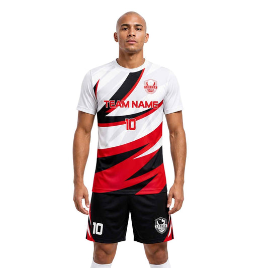 Conjunto de fútbol sublimado personalizado con camiseta y short deportivo