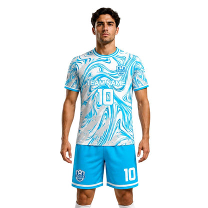 Conjunto de fútbol sublimado personalizado con polera y short deportivo personaliza por unidad