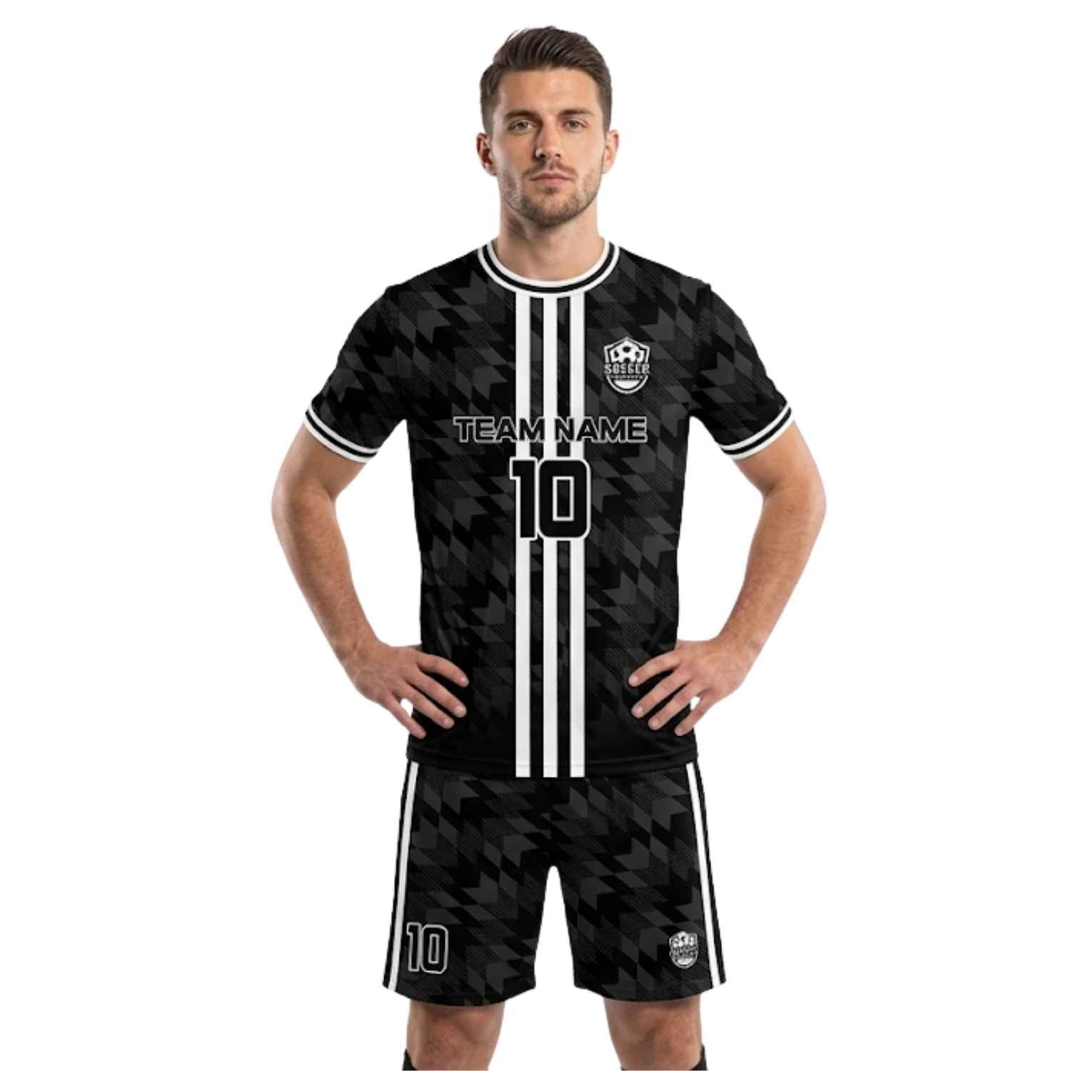Conjunto de fútbol sublimado personalizado con polera y short deportivo personaliza por unidad