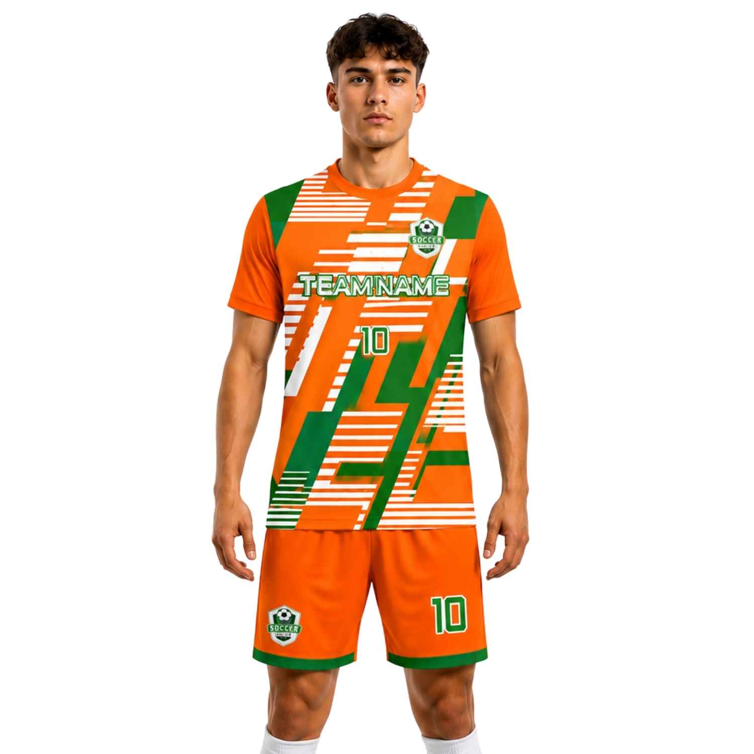 Conjunto de fútbol sublimado personalizado con camiseta y short deportivo