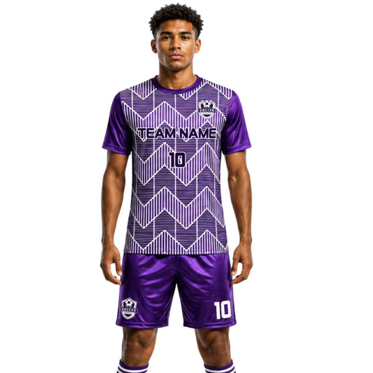 Conjunto de fútbol sublimado personalizado con camiseta y short deportivo