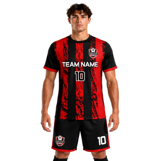 Conjunto de fútbol sublimado personalizado con camiseta y short deportivo