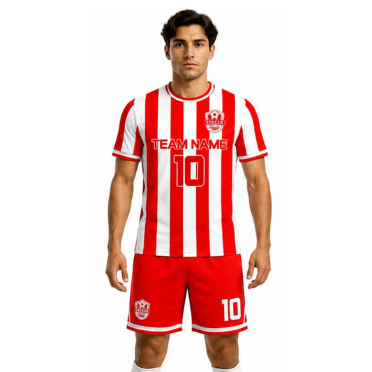 Conjunto de fútbol sublimado personalizado con polera y short deportivo personaliza por unidad