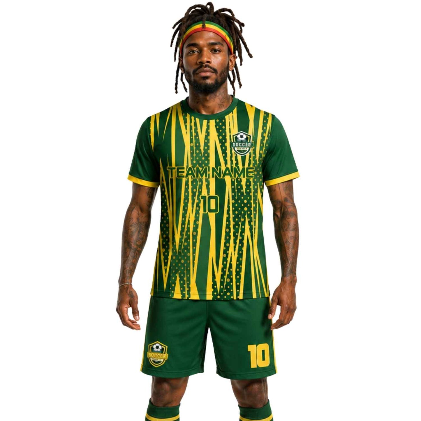 Conjunto de fútbol sublimado personalizado con camiseta y short deportivo