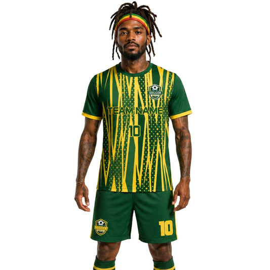 Conjunto de fútbol sublimado personalizado con camiseta y short deportivo